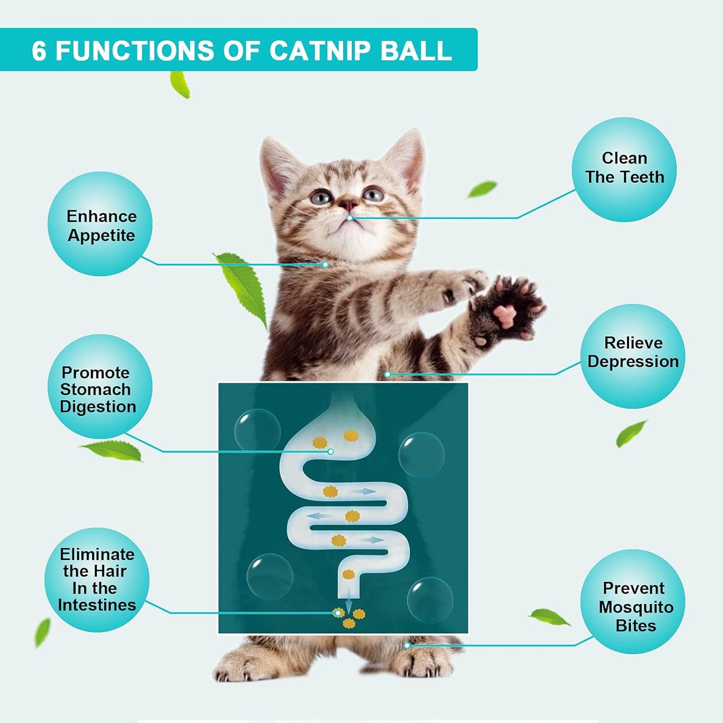 Catnip Cat Toys with 2 Candies, Catnip Wall Ball Toys for Indoor Cats, Rotatable Safe Healthy Edible Licking Balls for Kitty Playing, Kitten Chew Cleaning Teeth Treats Toys…